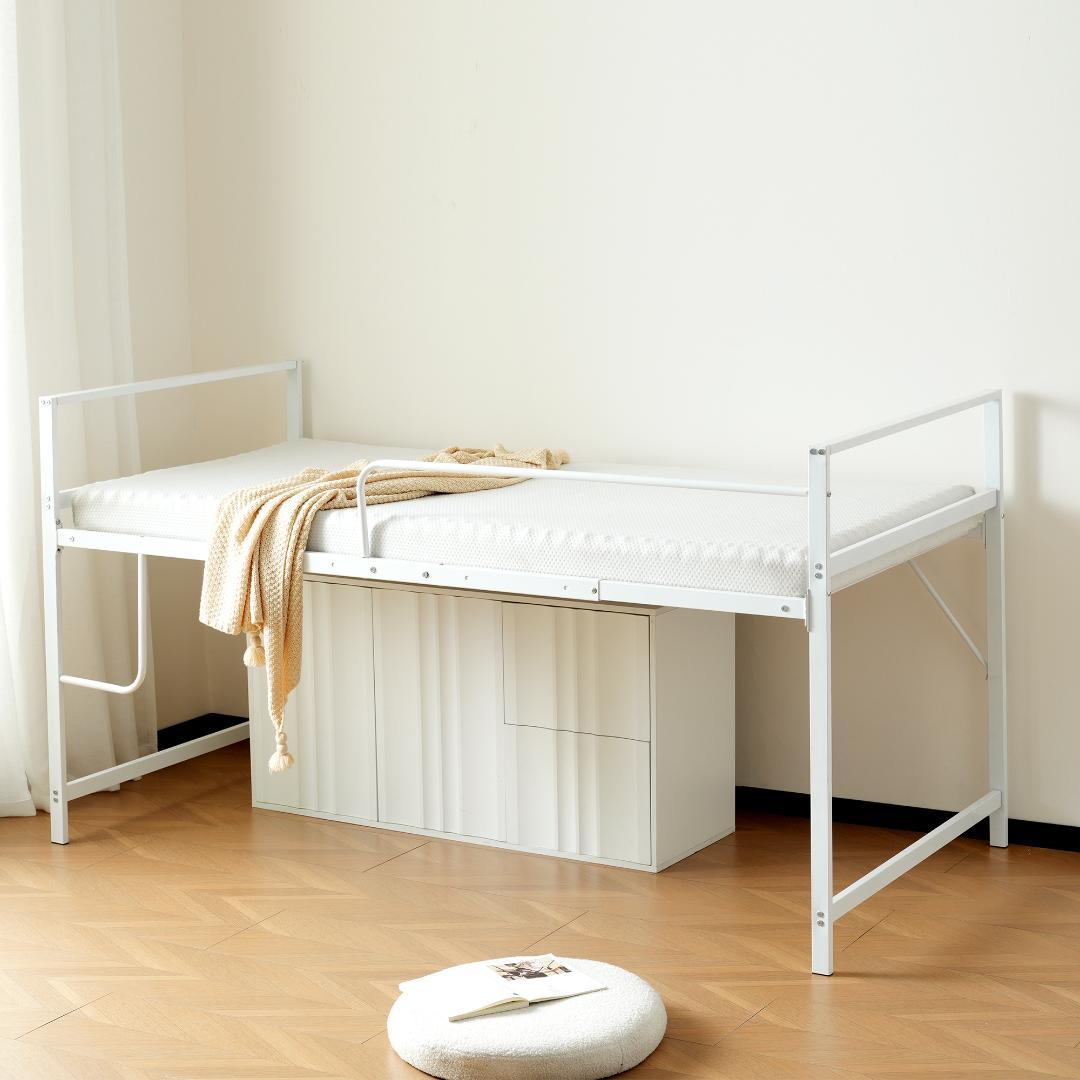 限定価格！【高さ110cm】ロフトベッド パイプベッド シングル WHITE