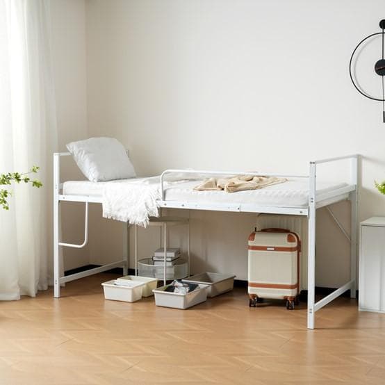 限定価格！【高さ110cm】ロフトベッド パイプベッド シングル WHITE