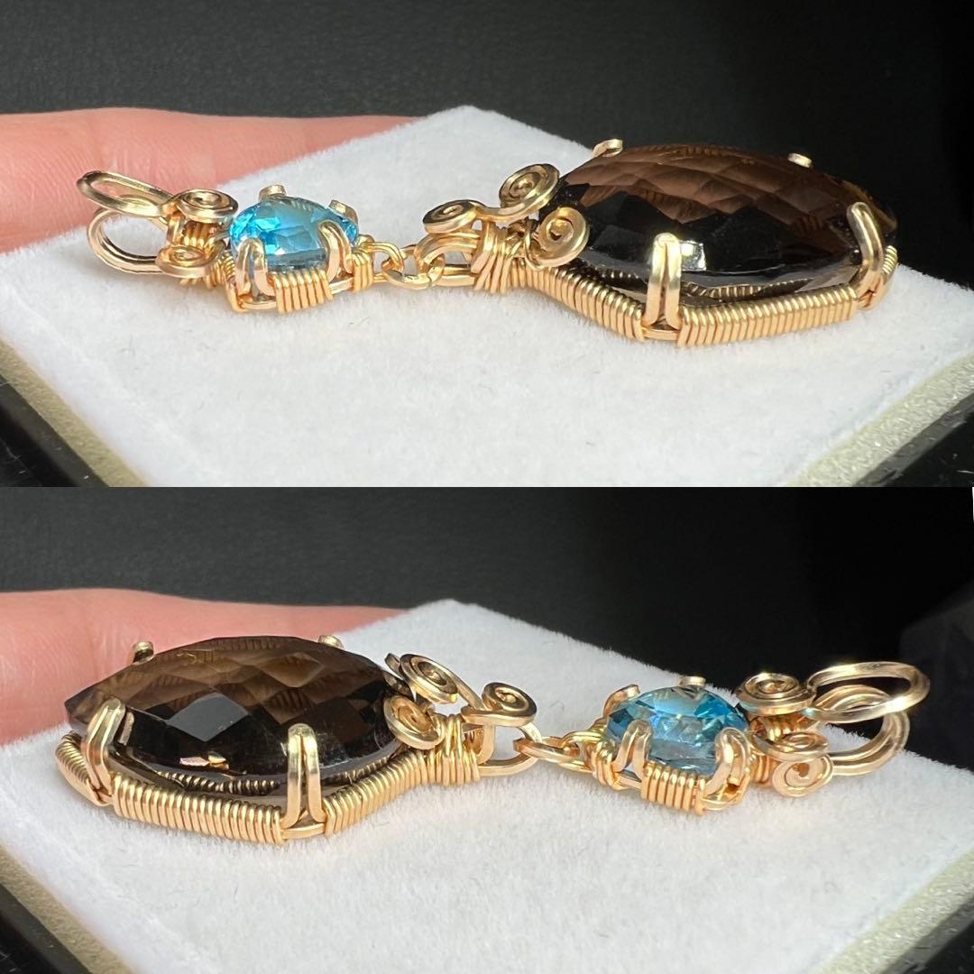 for マリエモーン様】スイスブルートパーズ＆スモーキークォーツ