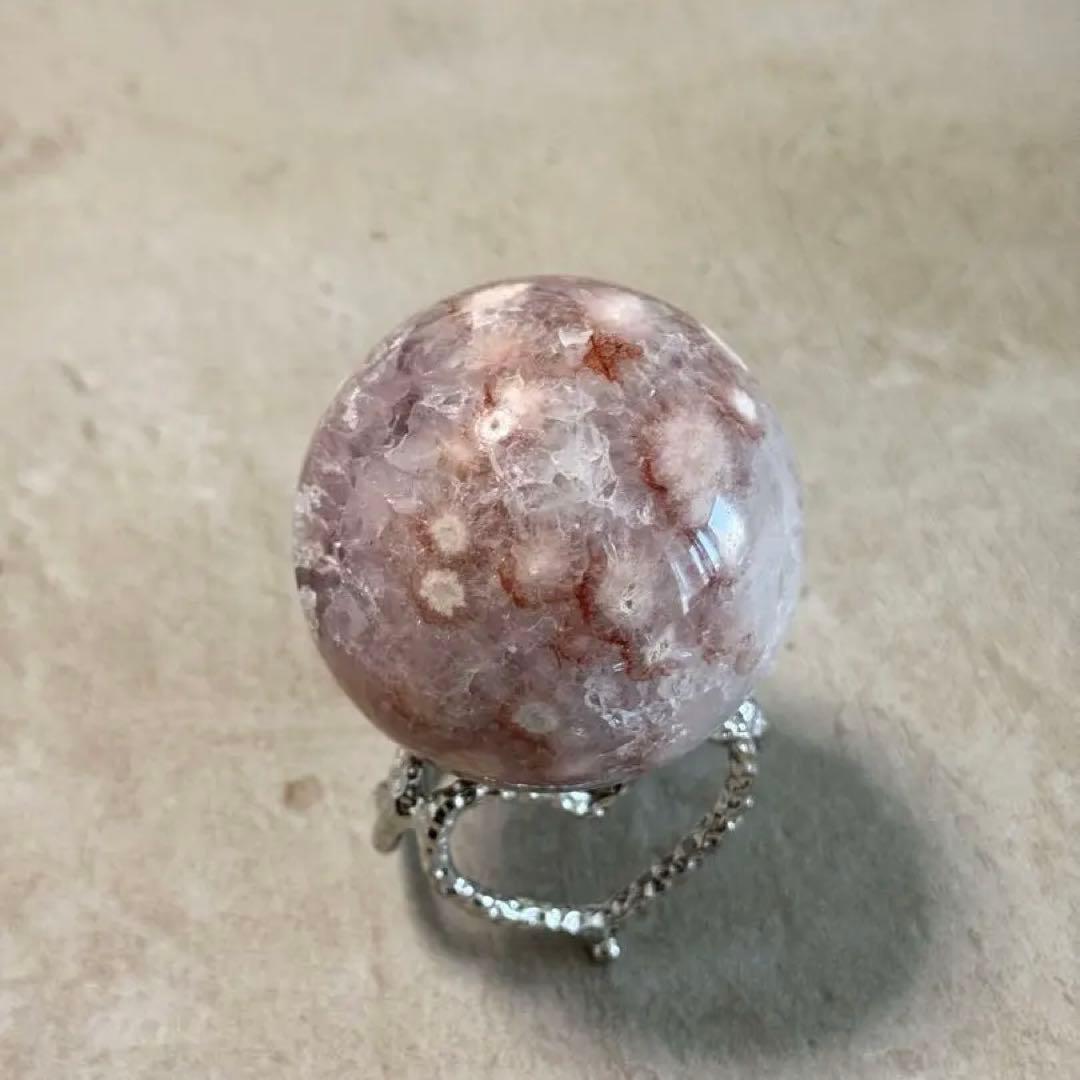 高品質ピンクアメジストスフィア/レース/虹/58.10mm