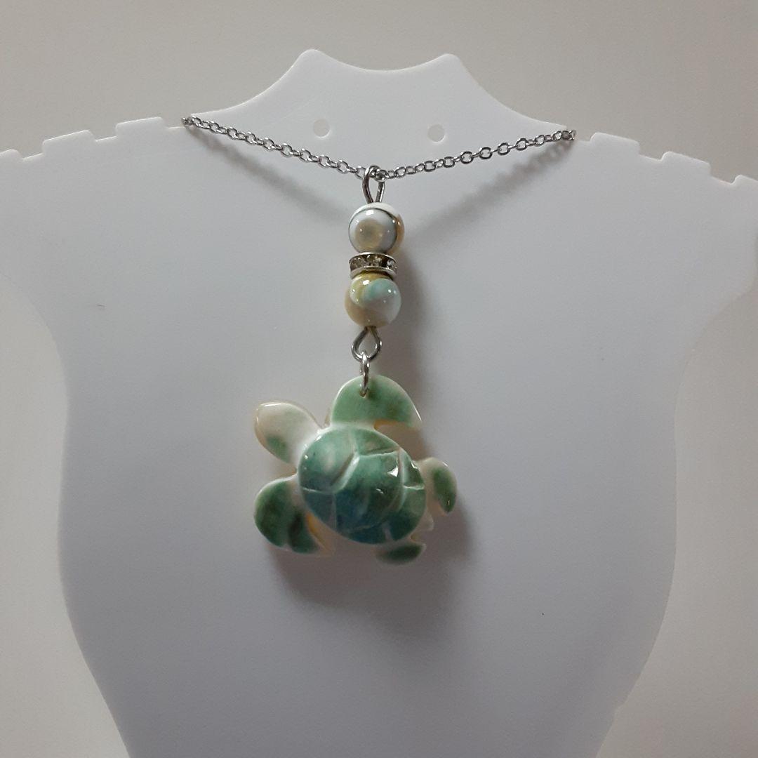 夜光貝　(ほたるガラスカフェ結様。お取引き中)　4点セット『馬/猫×2/亀』