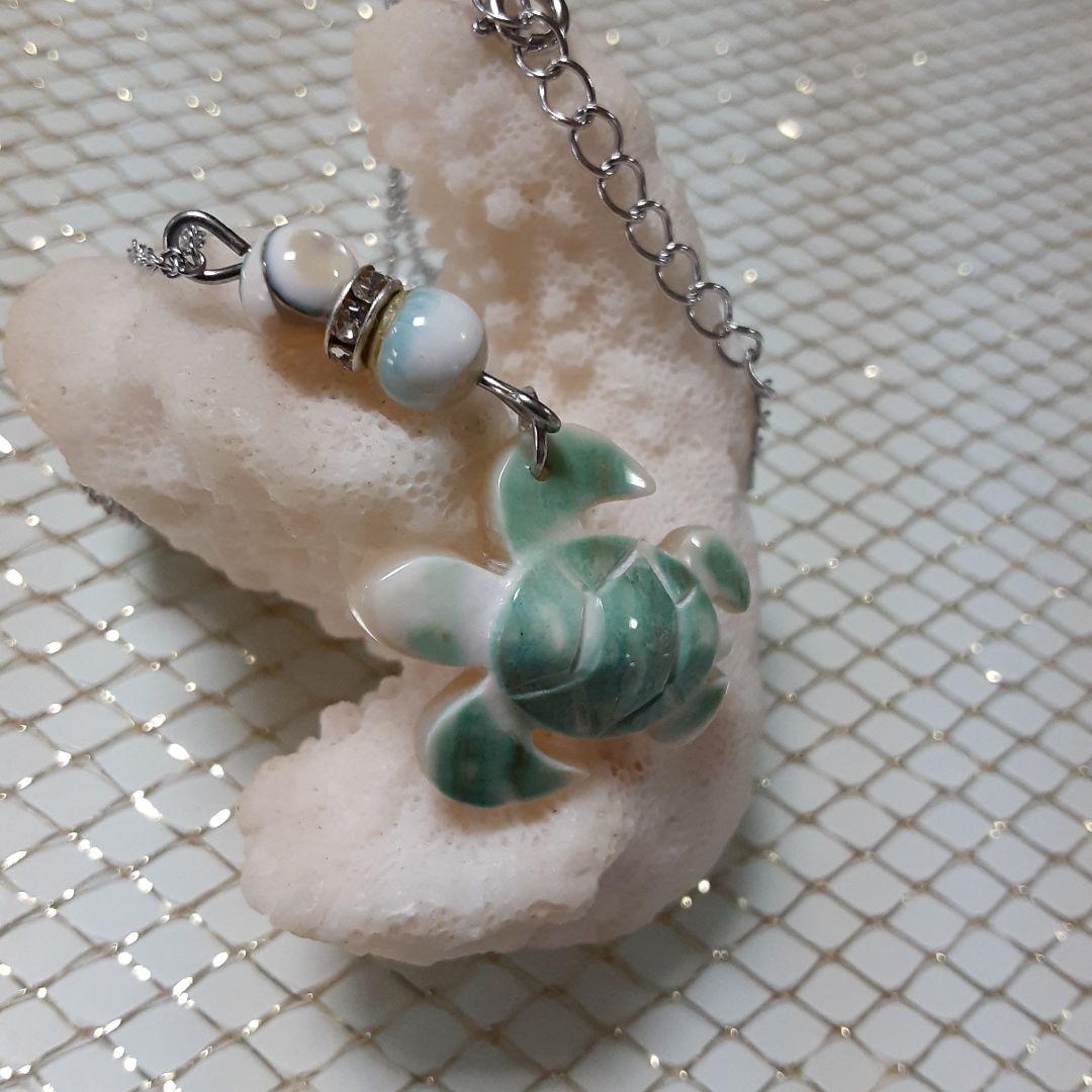 夜光貝　(ほたるガラスカフェ結様。お取引き中)　4点セット『馬/猫×2/亀』