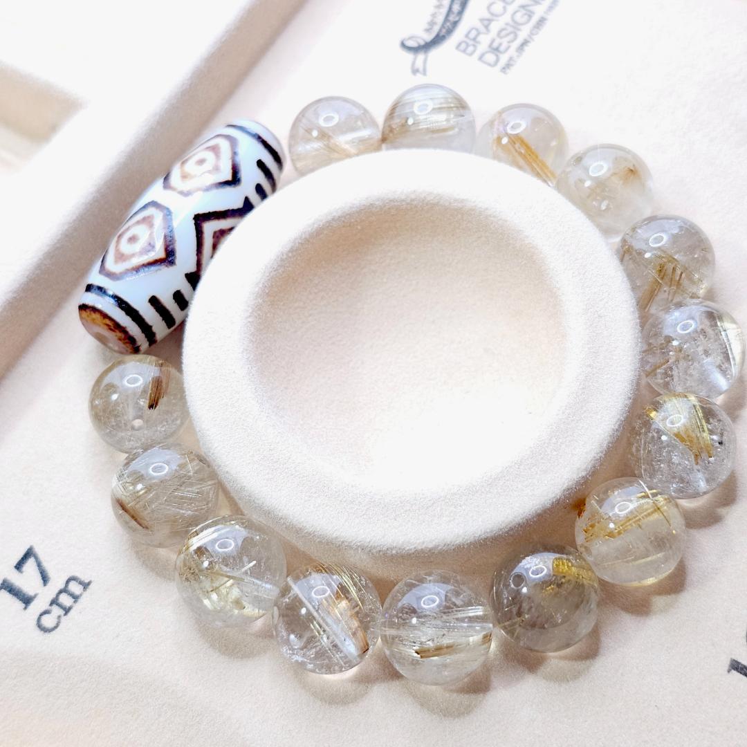 龍眼天珠 白玉髄龍眼 【極希少】ルチルブレスレット
