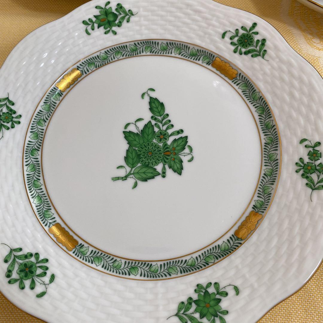 ヘレンド　アボニーグリーンカップ&ソーサー　プレート19cm