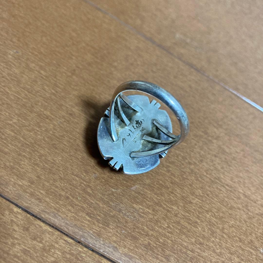 青い石の16号シルバーリングとペンダントセット