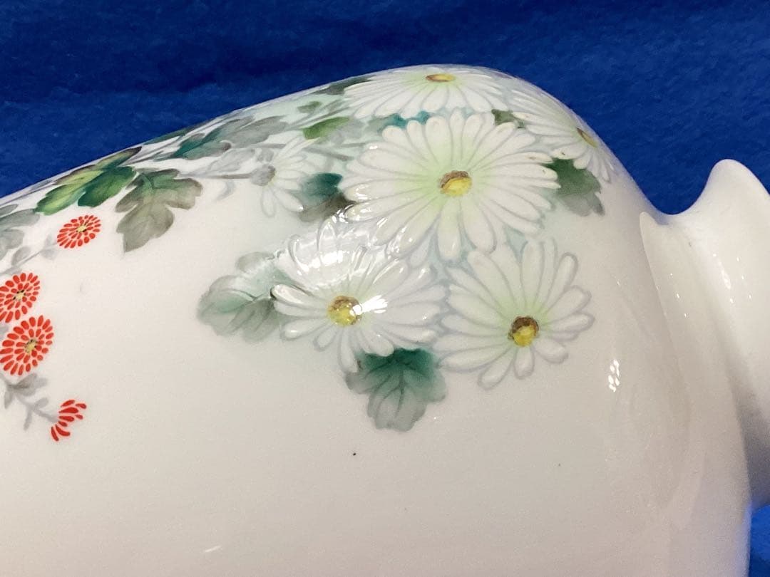 戦前製 オールドノリタケ シカ印 白菊花柄花瓶 ボーンチャイナ 日本