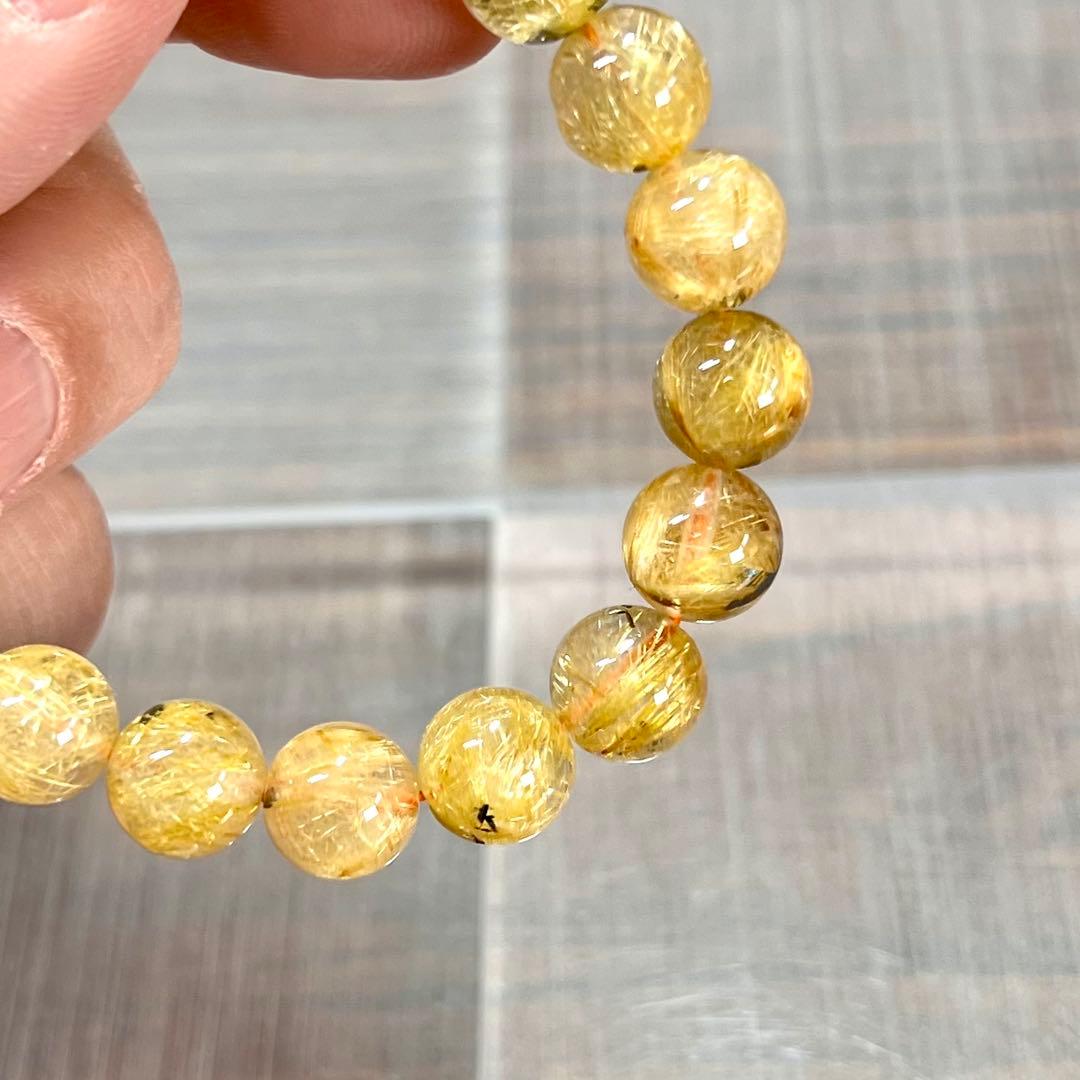 金運強　太陽放射ルチルブレスレット　ヘマタイト　ルチルクォーツ　2-15