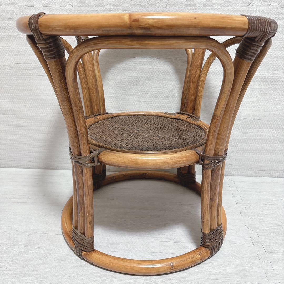 Kazama カザマ ラタン 籐家具 丸テーブル ガラステーブル