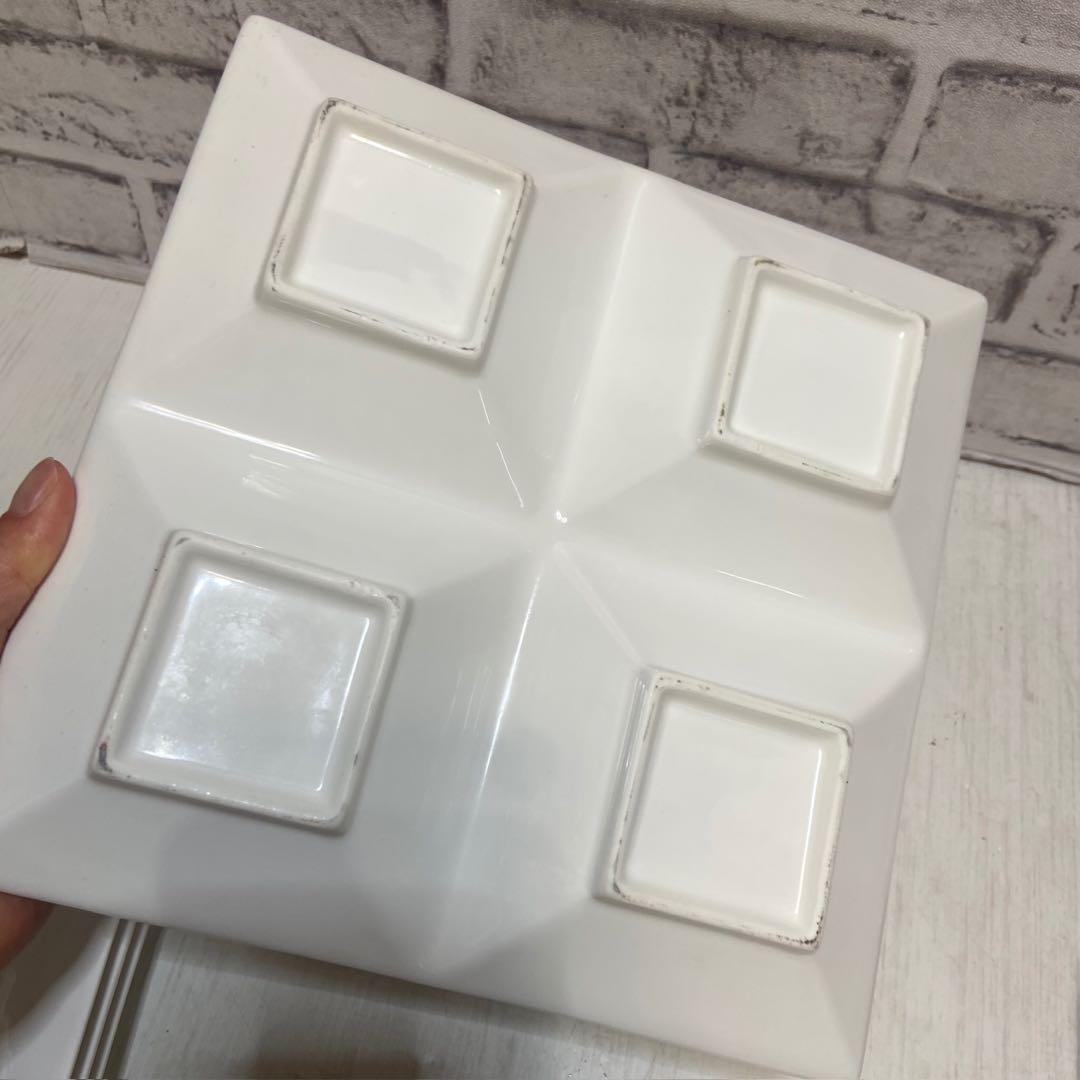 スクエアプレート　仕切り　4分割　ホワイト食器　ワンプレート