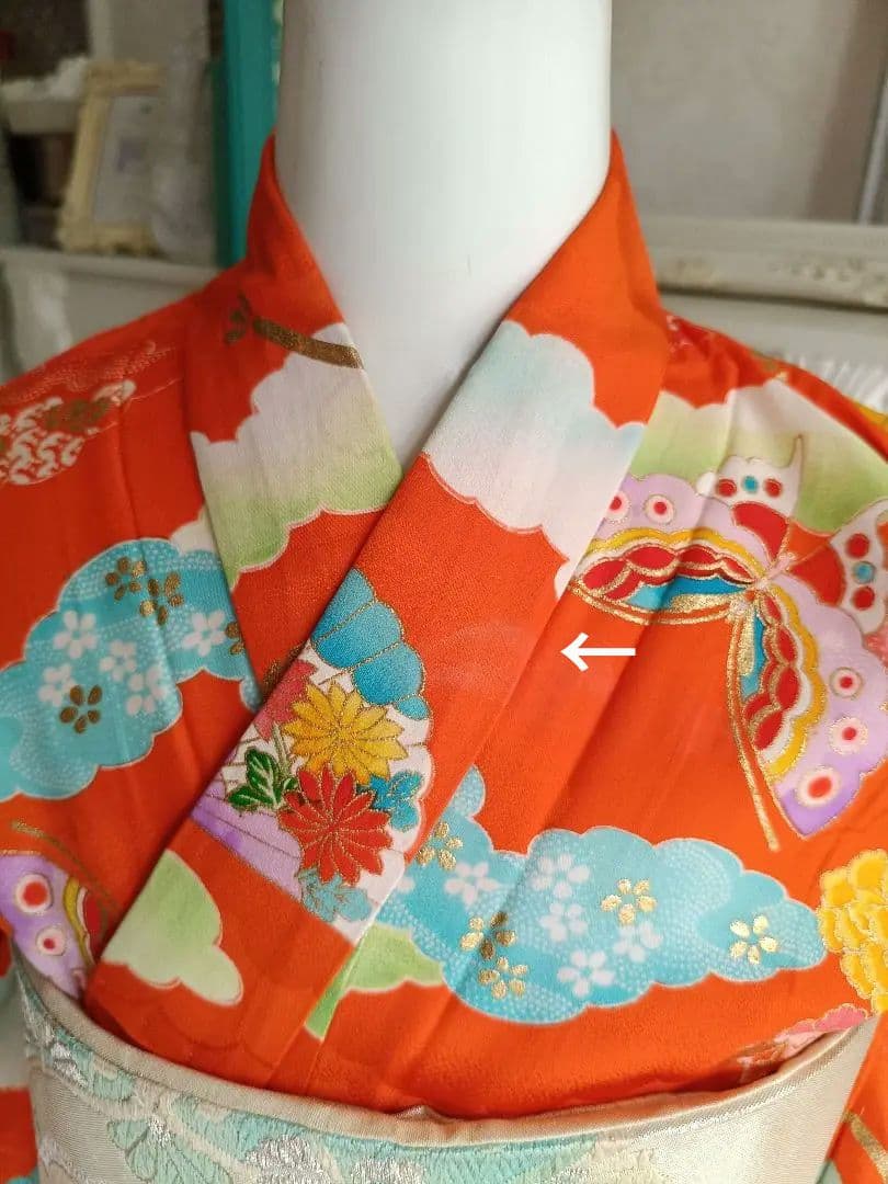 アンティークオレンジの着物単品