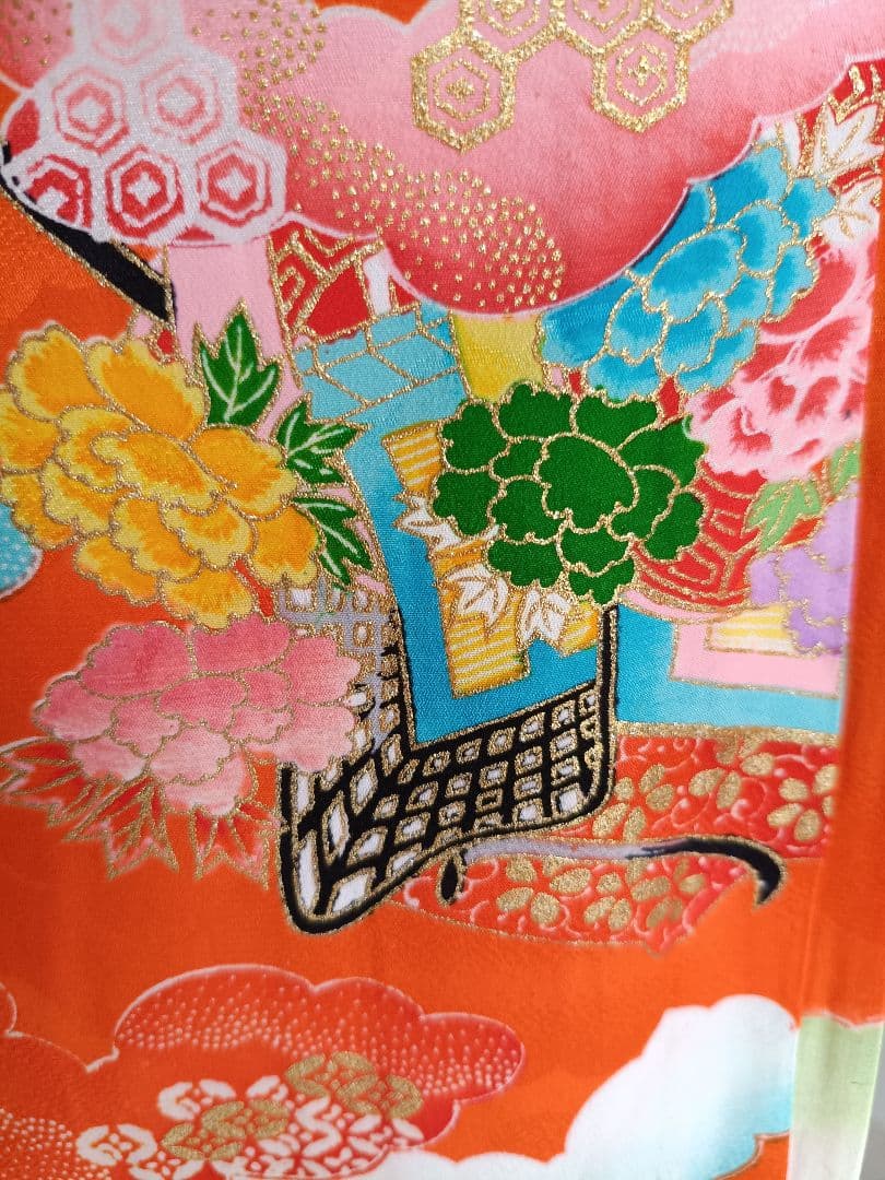 アンティークオレンジの着物単品
