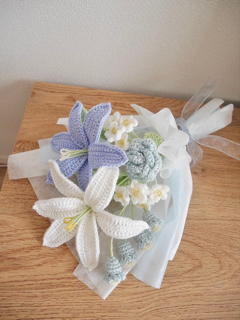 枯れない花束 あみぐるみ プレゼント 誕生日 かぎ編み 毛糸の花