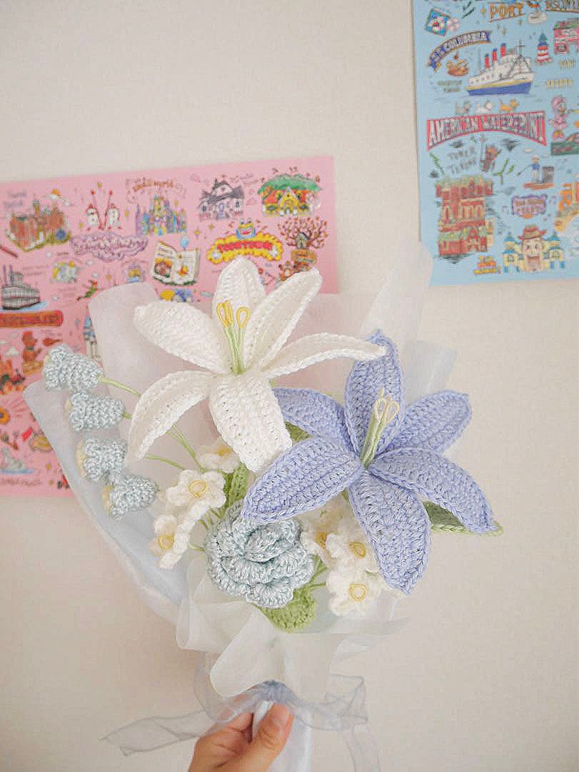 枯れない花束 あみぐるみ プレゼント 誕生日 かぎ編み 毛糸の花