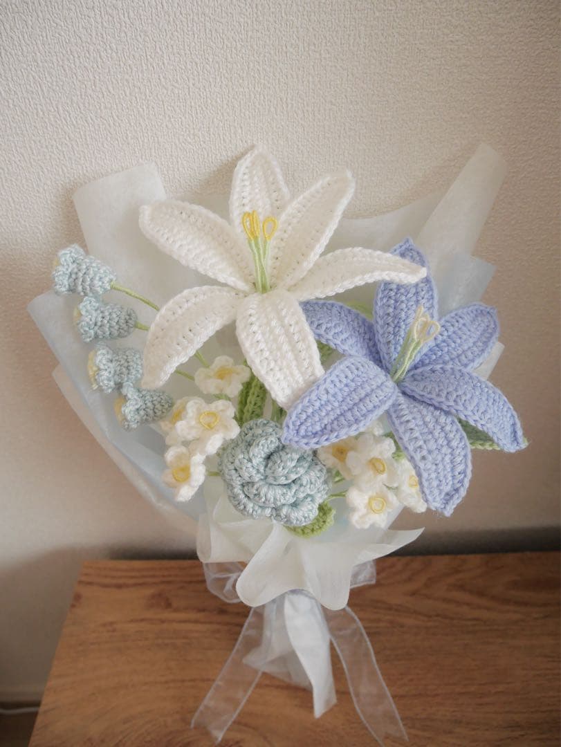 枯れない花束 あみぐるみ プレゼント 誕生日 かぎ編み 毛糸の花