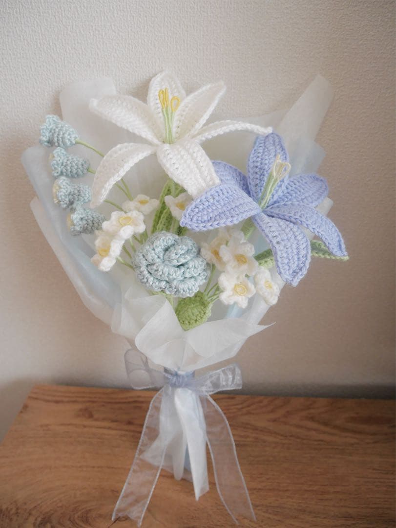 枯れない花束 あみぐるみ プレゼント 誕生日 かぎ編み 毛糸の花