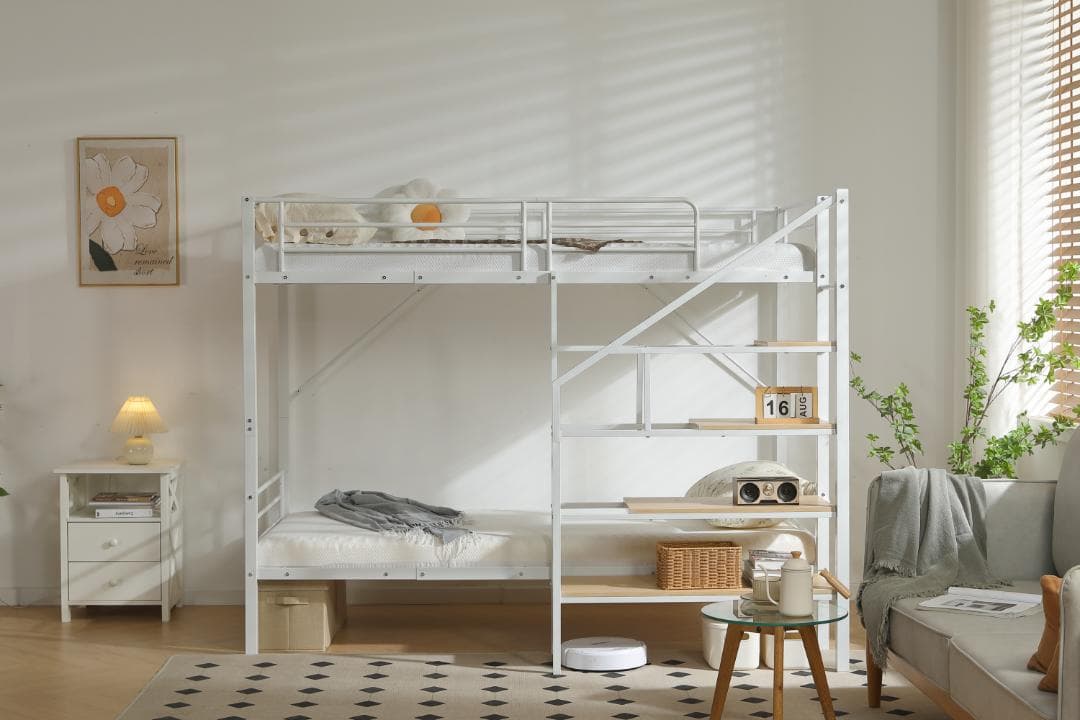 新作❣ロフトベッド シングルベッド パイプ 耐震 頑丈フレーム 学生寮 社員寮