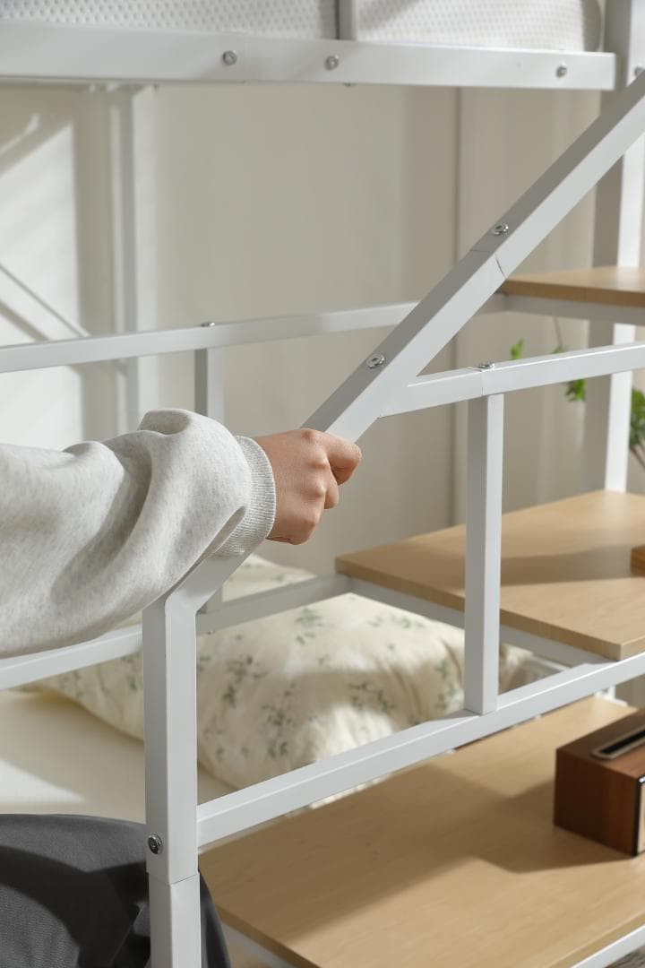 新作❣ロフトベッド シングルベッド パイプ 耐震 頑丈フレーム 学生寮 社員寮