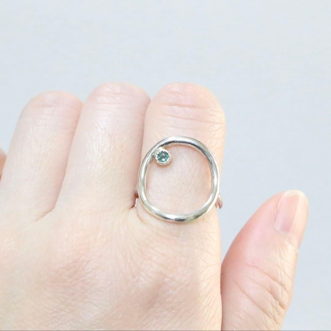 カラチェン✴︎楽しいアレキサンドライトの覆輪サークルオーバルシルバーリング約10号