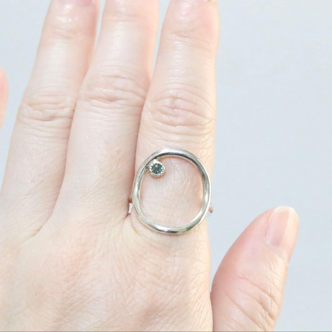 カラチェン✴︎楽しいアレキサンドライトの覆輪サークルオーバルシルバーリング約10号