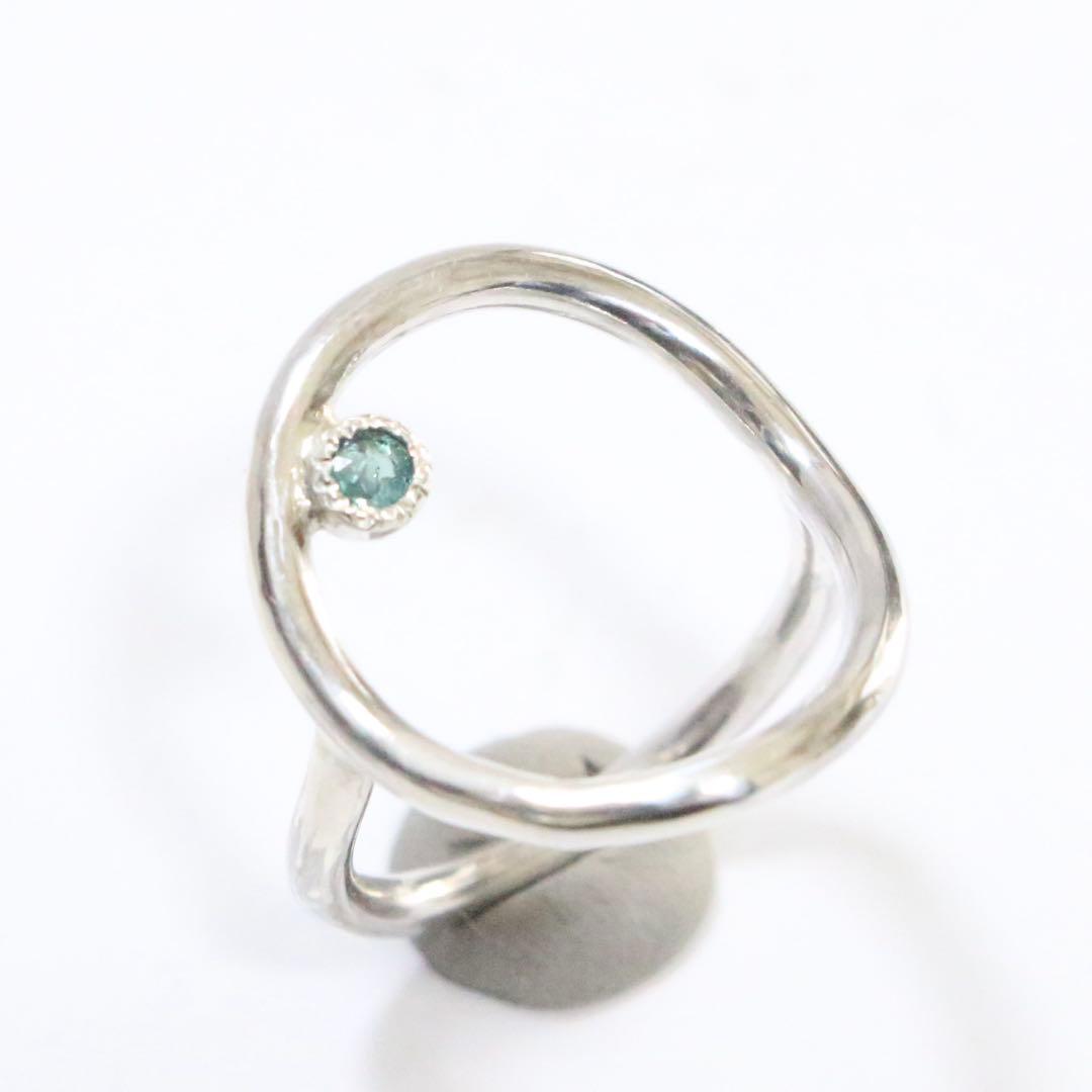 カラチェン✴︎楽しいアレキサンドライトの覆輪サークルオーバルシルバーリング約10号
