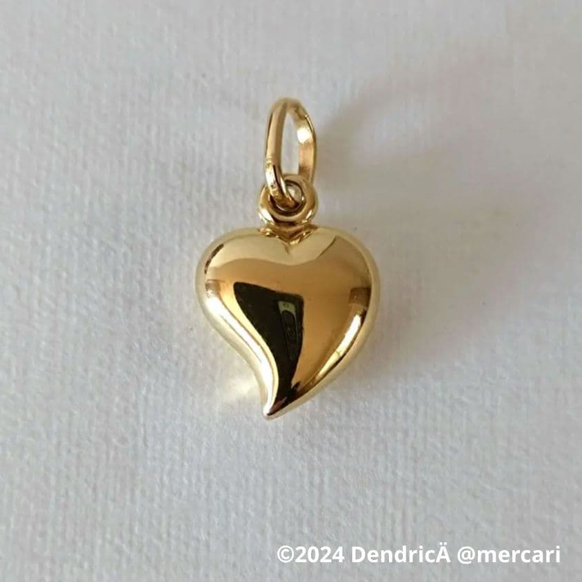 イタリア製　K18YG　ビンテージ　ハート　ペンダントトップ　中空　刻印あり イタリア製 K18YG ビンテージ ハート ペンダントトップ 中空 刻印あり