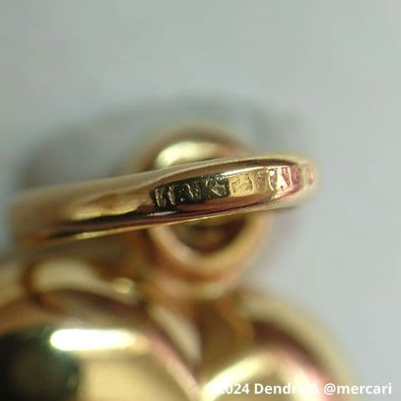 イタリア製 K18YG ビンテージ ハート ペンダントトップ 中空 刻印あり