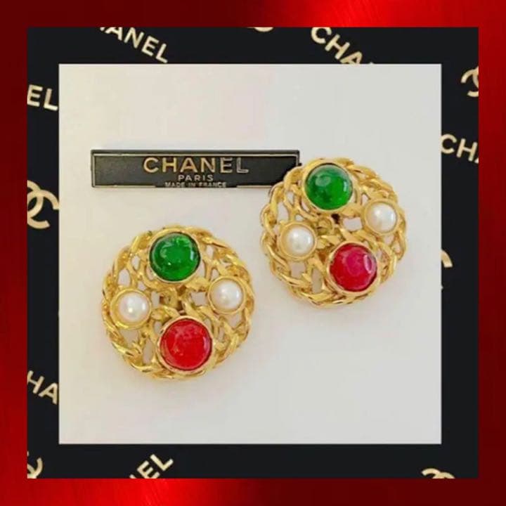 ⭐️シャネルイヤリング⭐️ヴンテージ✨グリポアガラスイヤリング✨極レア美品