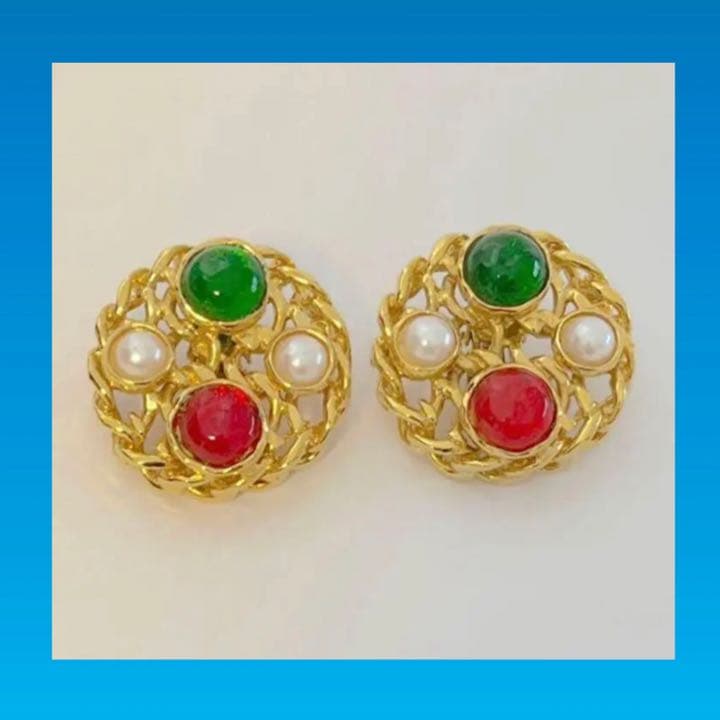 ⭐️シャネルイヤリング⭐️ヴンテージ✨グリポアガラスイヤリング✨極レア美品