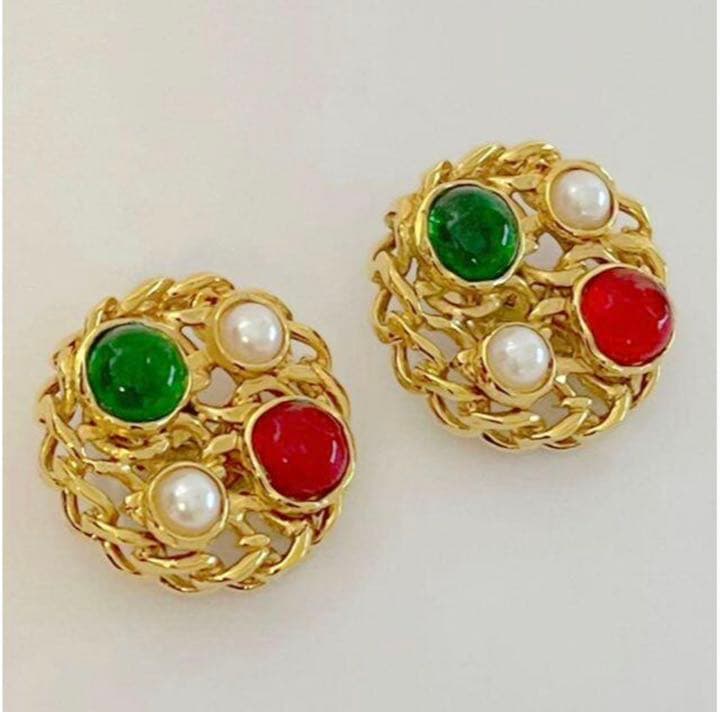 ⭐️シャネルイヤリング⭐️ヴンテージ✨グリポアガラスイヤリング✨極レア美品