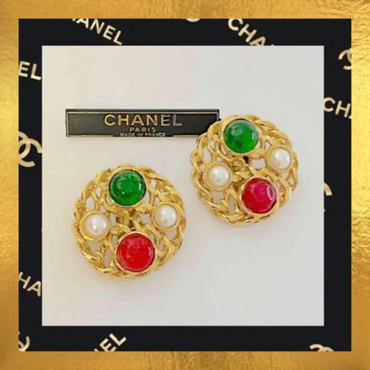 ⭐️シャネルイヤリング⭐️ヴンテージ✨グリポアガラスイヤリング✨極レア美品