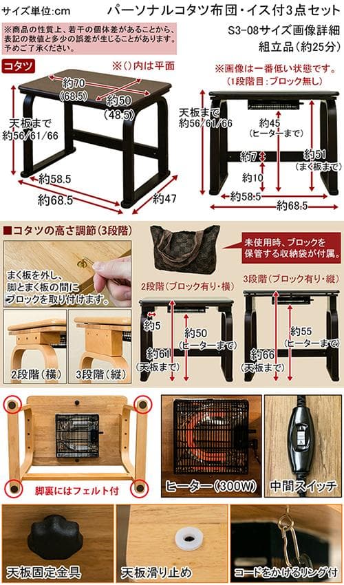 《新品・送料無料》パーソナルコタツ　掛け布団　イス　3点セット