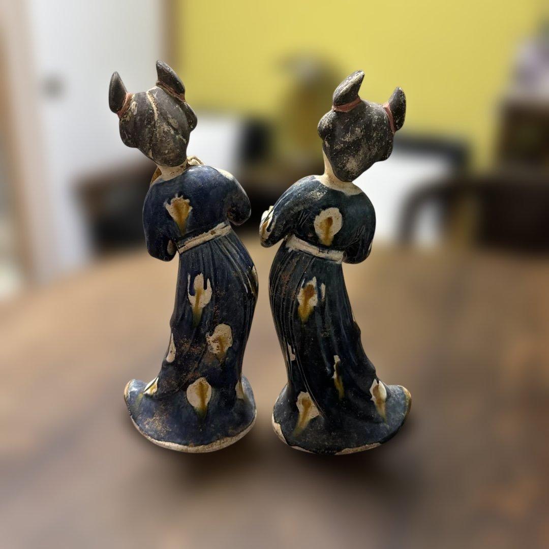 中国美術　置物　陶器　唐三彩女性俑　インテリア　古美術品