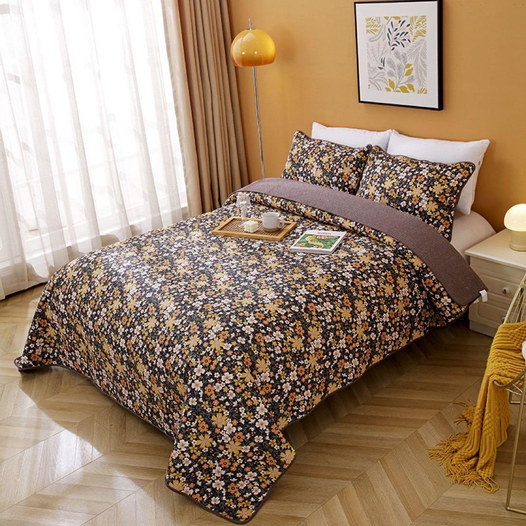 キルトベッドカバー3点セット綿マルチカバー キルティング 287