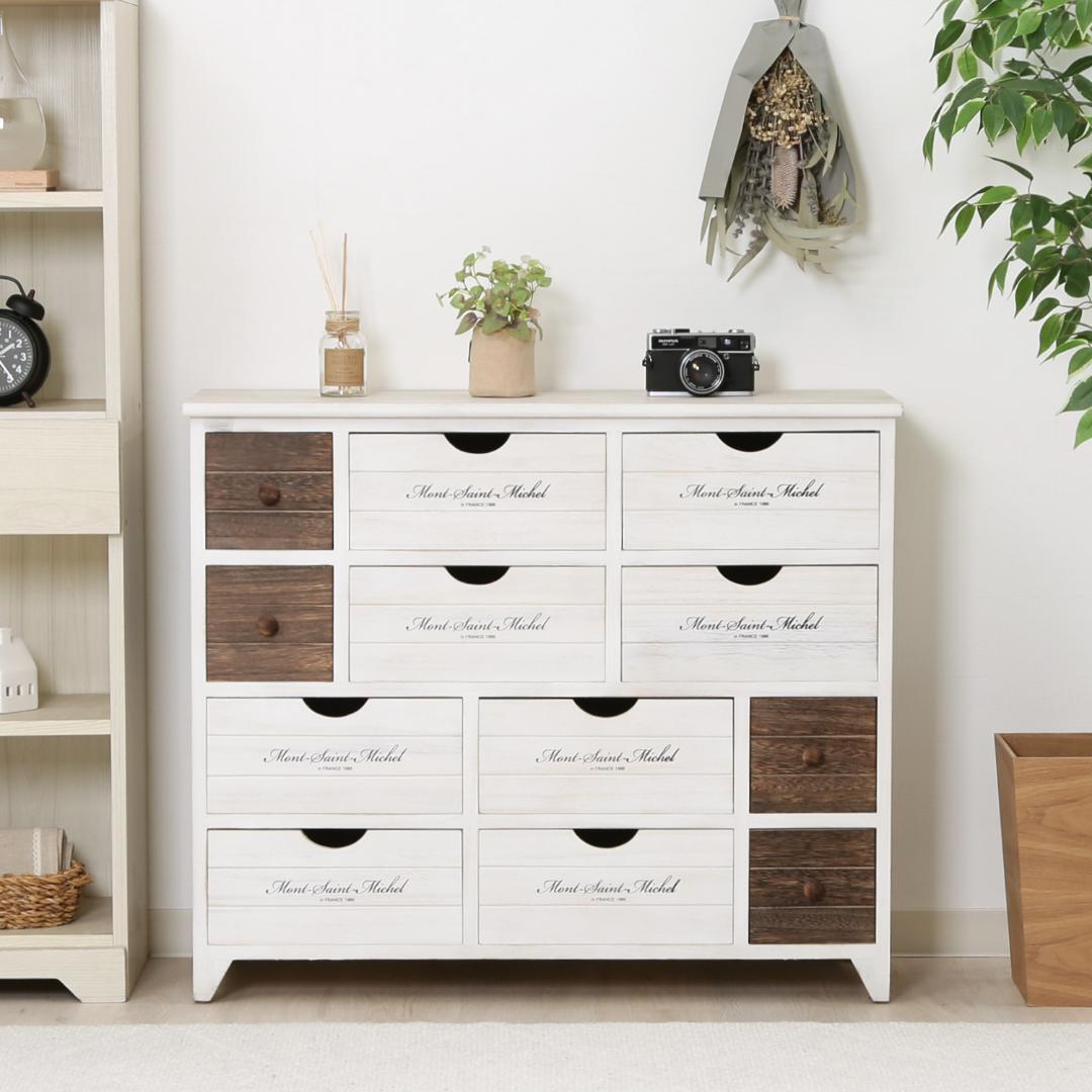 マルチチェスト 4段12杯 幅84 カントリー調