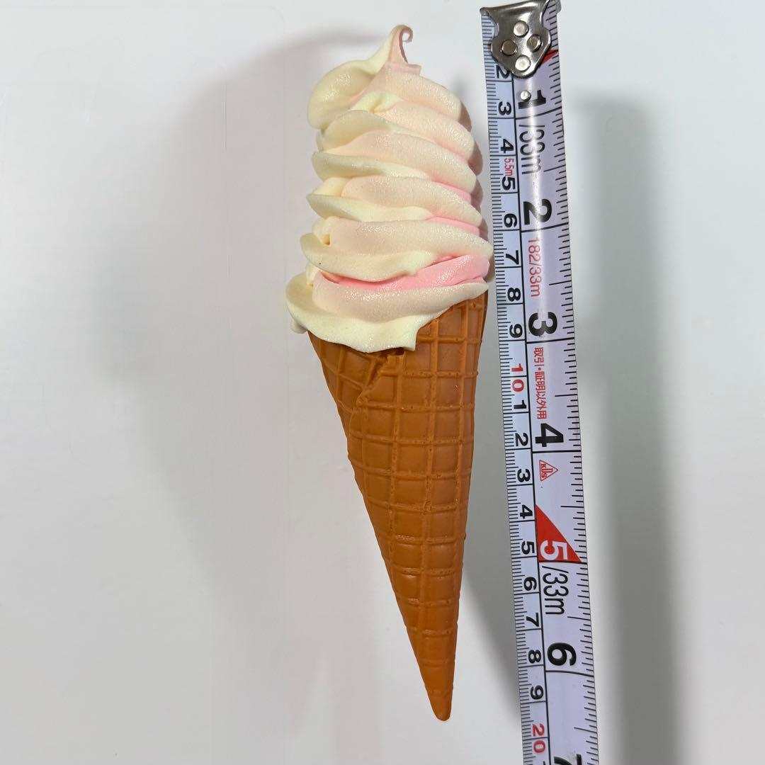 食品サンプル ソフトクリーム バニラ ストロベリーミックス スタンド