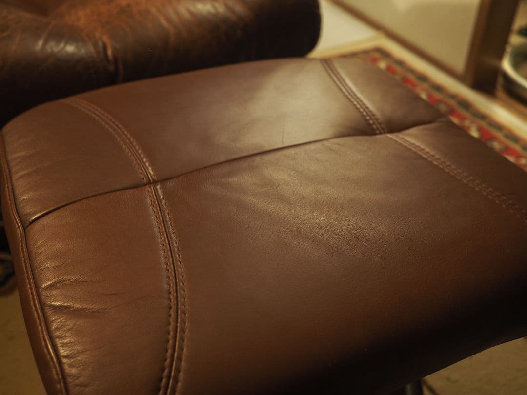 【値引中】\"France Bed\"レザーリクライニングソファ＆オットマン