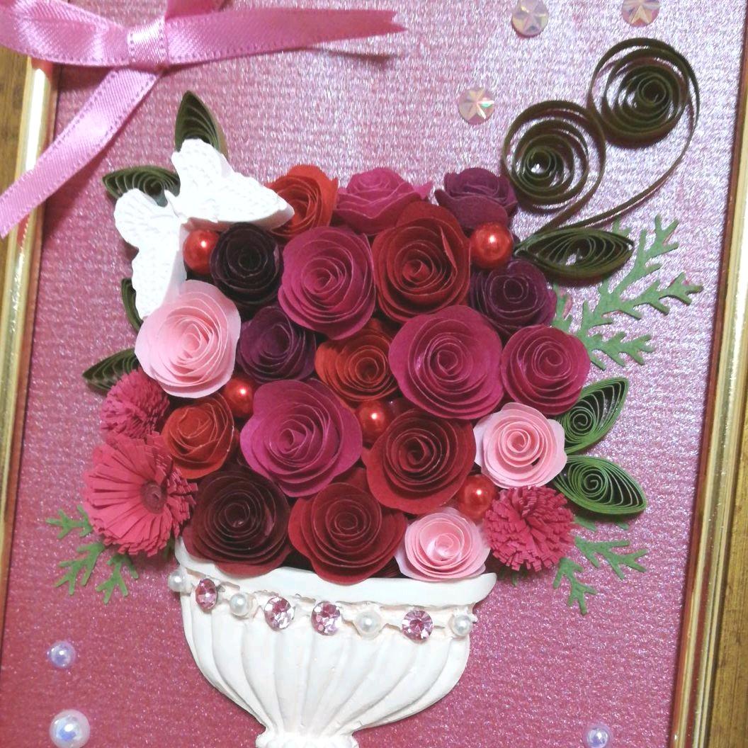 アロマストーン＊ペーパークイリング《薔薇レッド・フレーム》