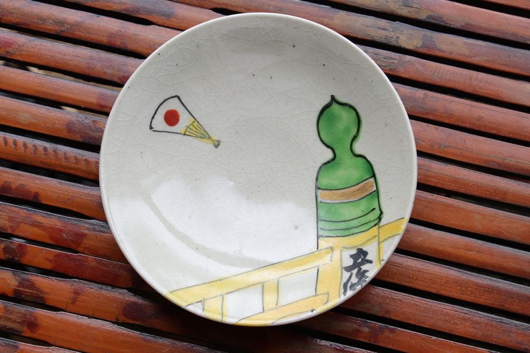 陶芸　清水焼　京都名所絵皿　８枚　木箱付　11.8cm