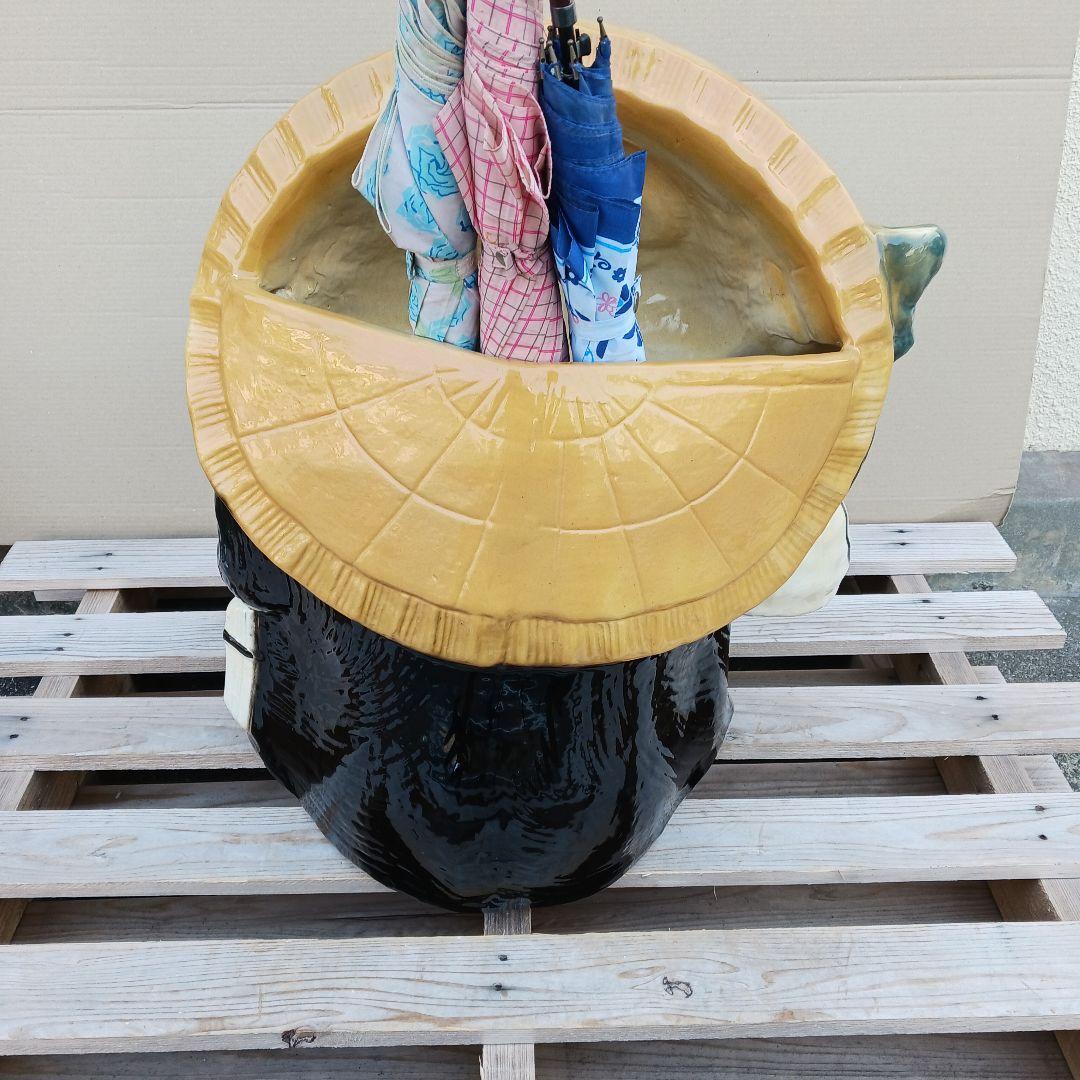 新品　陶器　傘立て　タヌキ　大型　難有　縁起物　オブジェ　置物　和風食堂　業務用