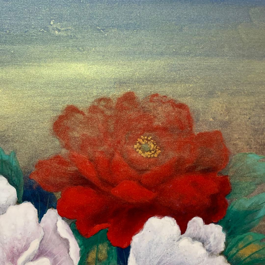 絵画　額装　日本画肉筆　真作　武井篤胤『富貴花』10号