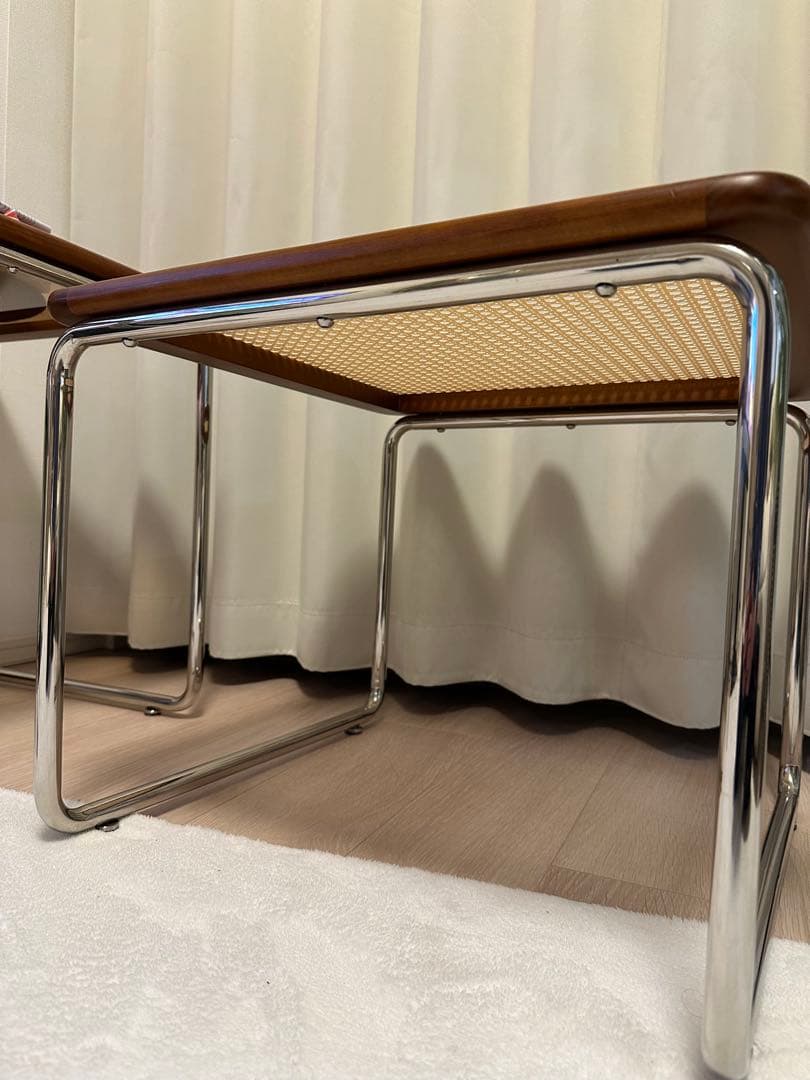 ラタン調 ツゲ材 ステンレス製木縁 ネストテーブル caguuu - メルカリ