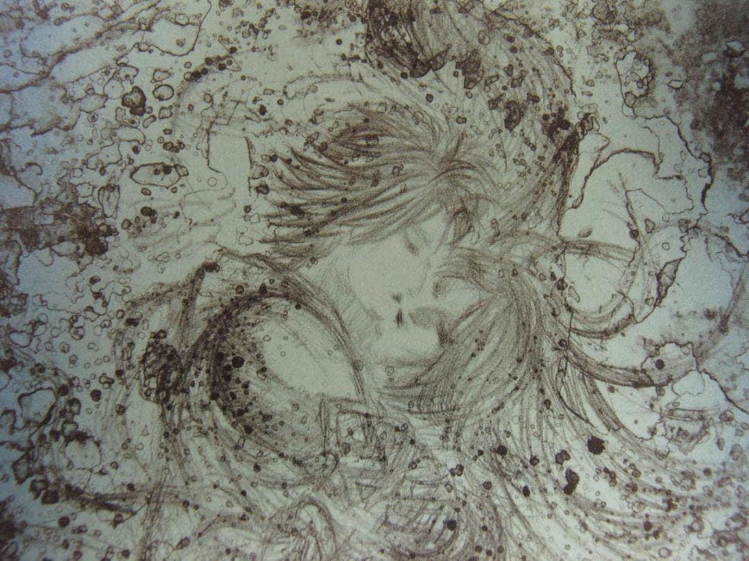 天野喜孝、【水夢】、希少な額装用画集より、状態良好、新品額装付