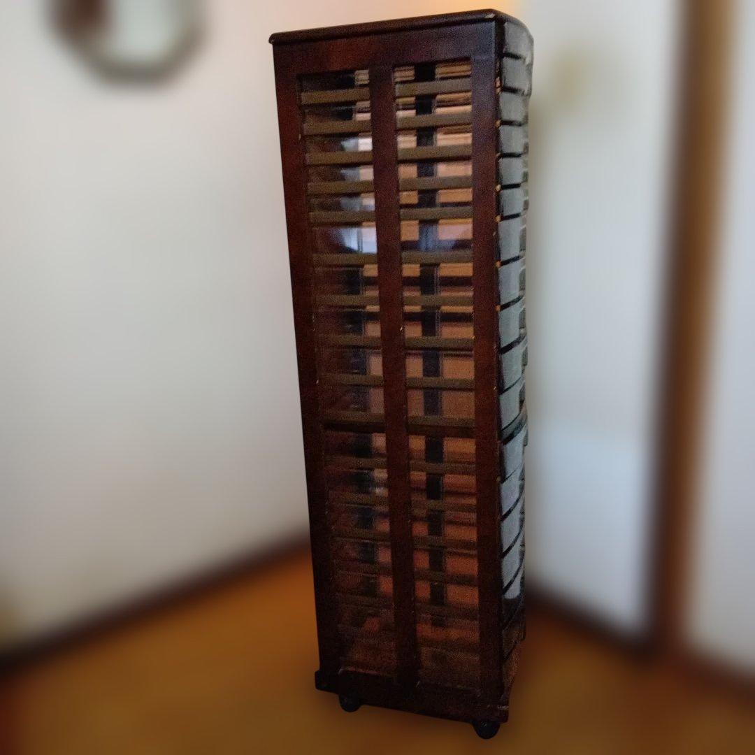 木製ラック ダークブラウン 18引き出し （プラスティック）中古品