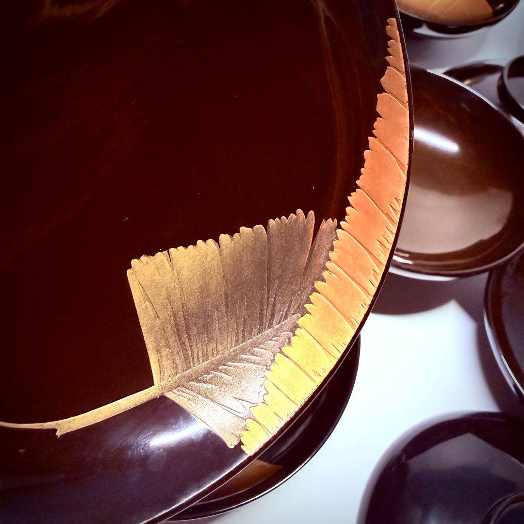 漆器輪島塗 蒔絵金彩細工 沈金木製 蓋付椀 お煮物椀 吸物椀 10 客