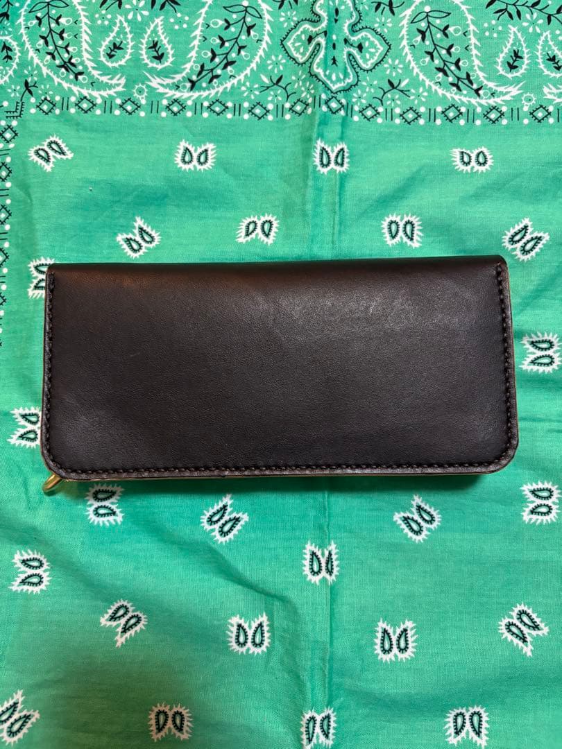 ロングトラッカーウォレット　三層　スタッズ　ハンドメイド　手染め　丘染め