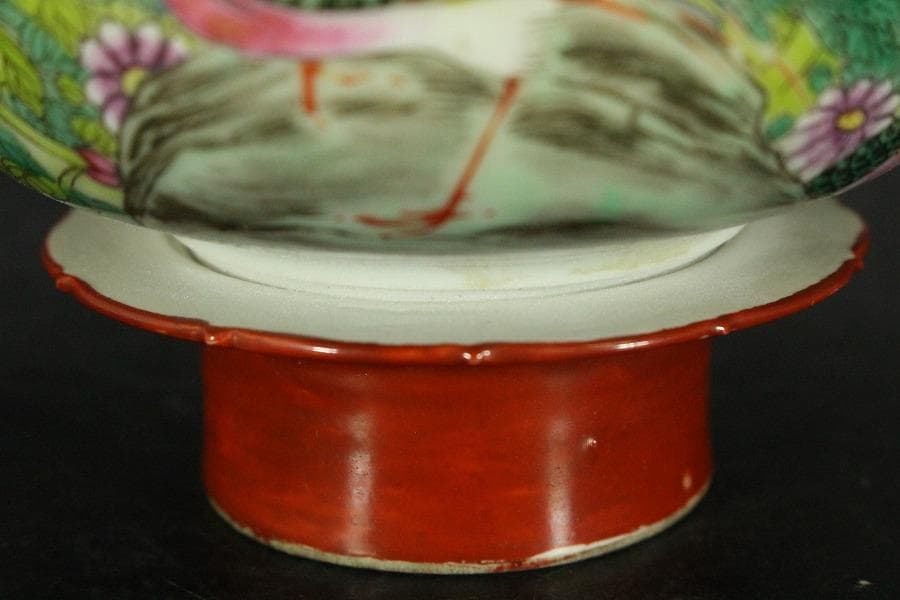中国美術 粉彩 花鳥紋 珊瑚釉 遊高台 洗 φ14cm 光緒年製(LC255) - メルカリ
