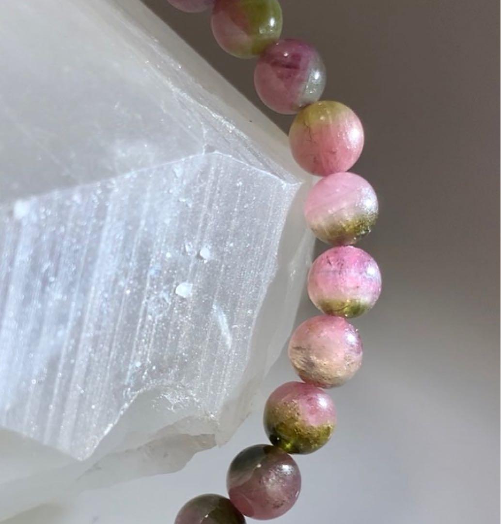 ウォーターメロントルマリン　ゴールデンスキャポライト　ブレスレット