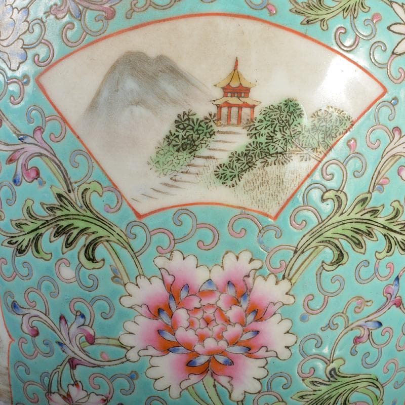 中国 中国景徳鎮製款 粉彩 花弁山水文盤口瓶 M R6661B - メルカリ