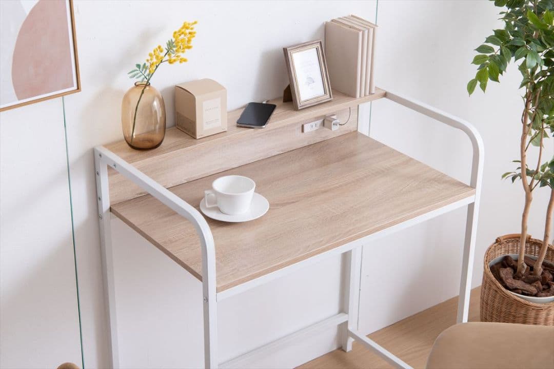 《新品・送料無料》【幅80cm】Keily 棚付きデスク