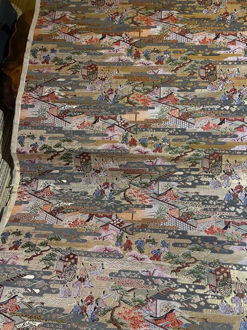 希少 表装用裂地 金襴《平安源氏物語》 裏打済　生地反物金襴七条袈裟